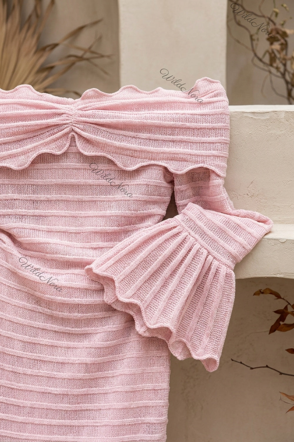 Light Pink Knit Column Maxi Dress light pink knit dress - product view 7