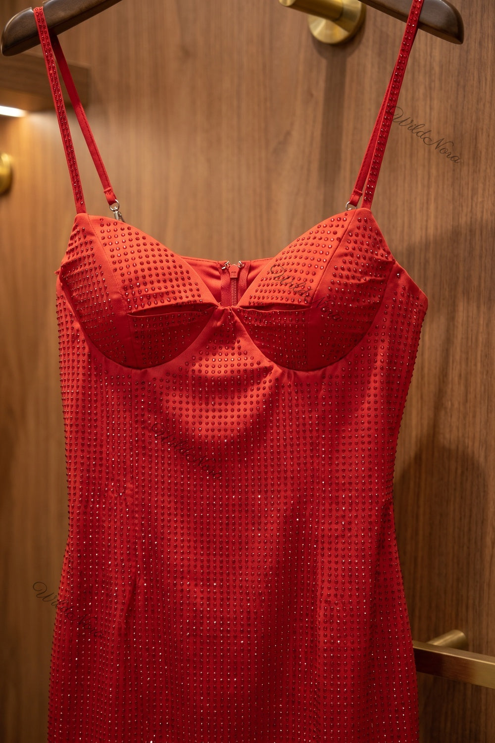 Red Bodycon Mini Dress with Sparkle Overlay red synthetic blend with micro-sparkle overlay dress - product view 7