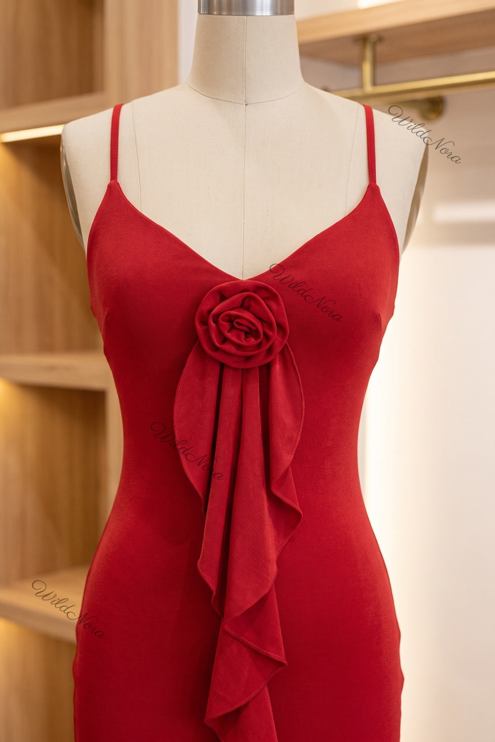 Red Jersey Knit Bodycon Column Dress red jersey knit dress - product view 7