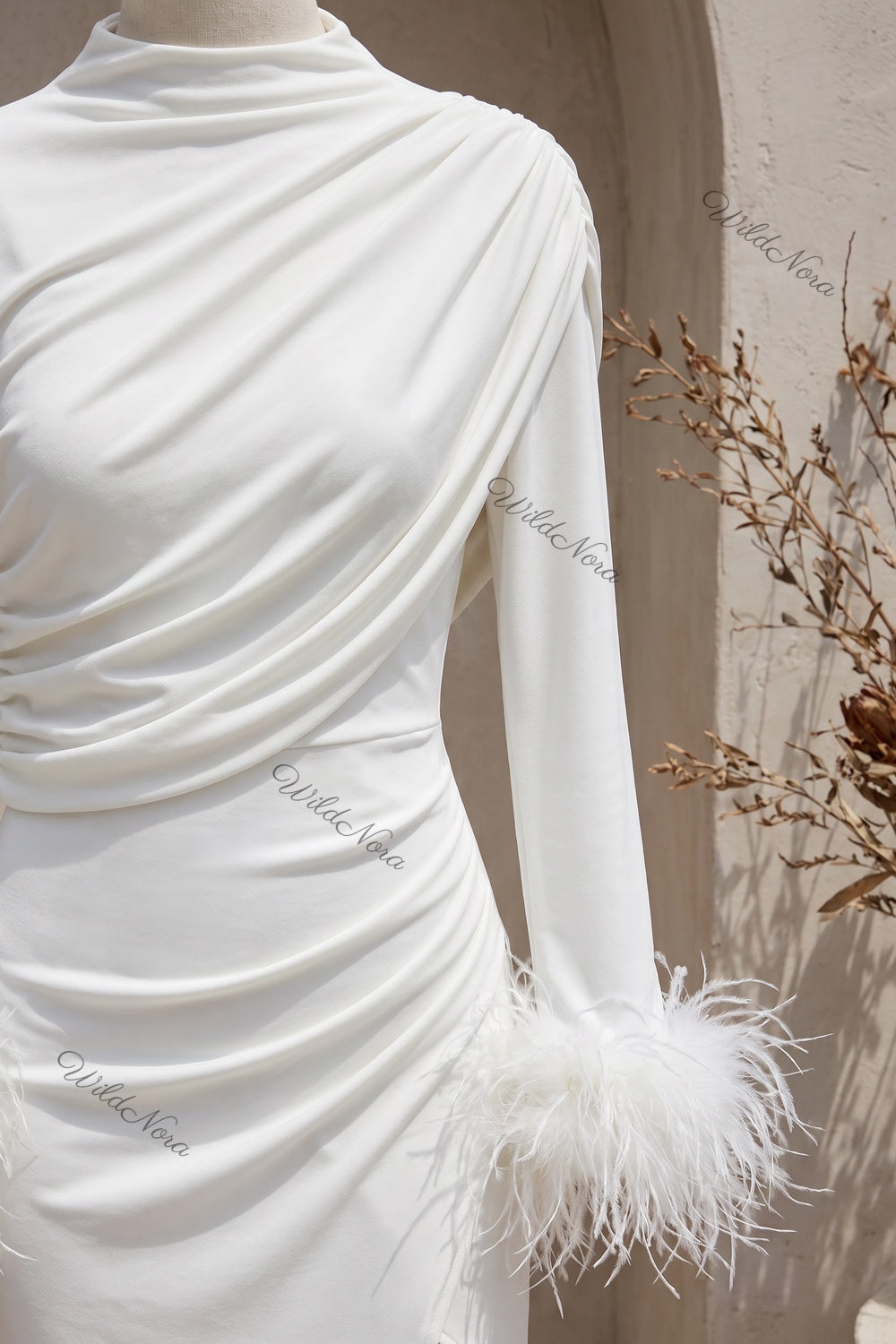 white jersey knit column gown white jersey knit gown - product view 7