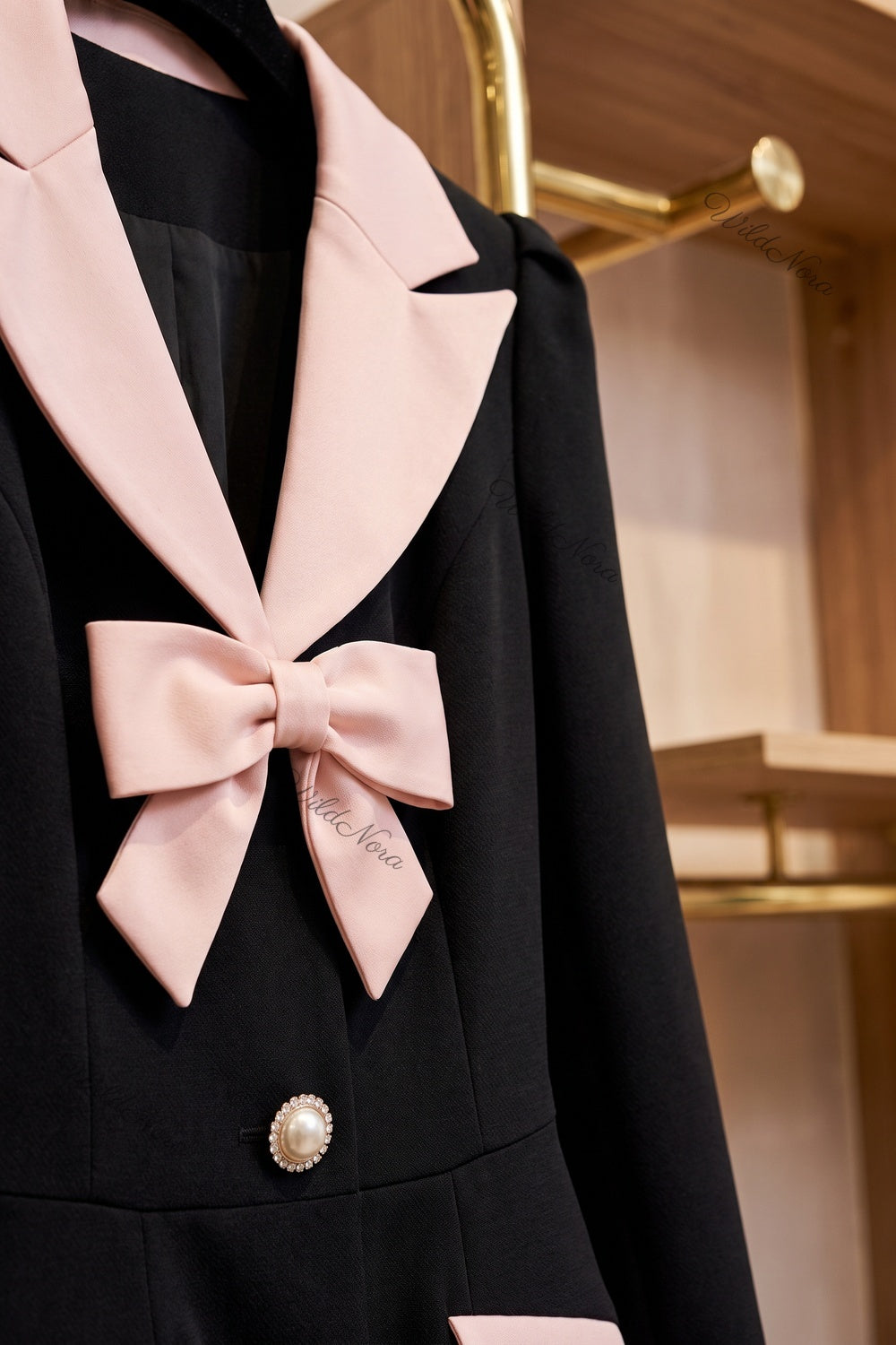 Black and Pale Pink Structured Crepe A-Line Mini Dress black structured heavy crepe dress - product view 7