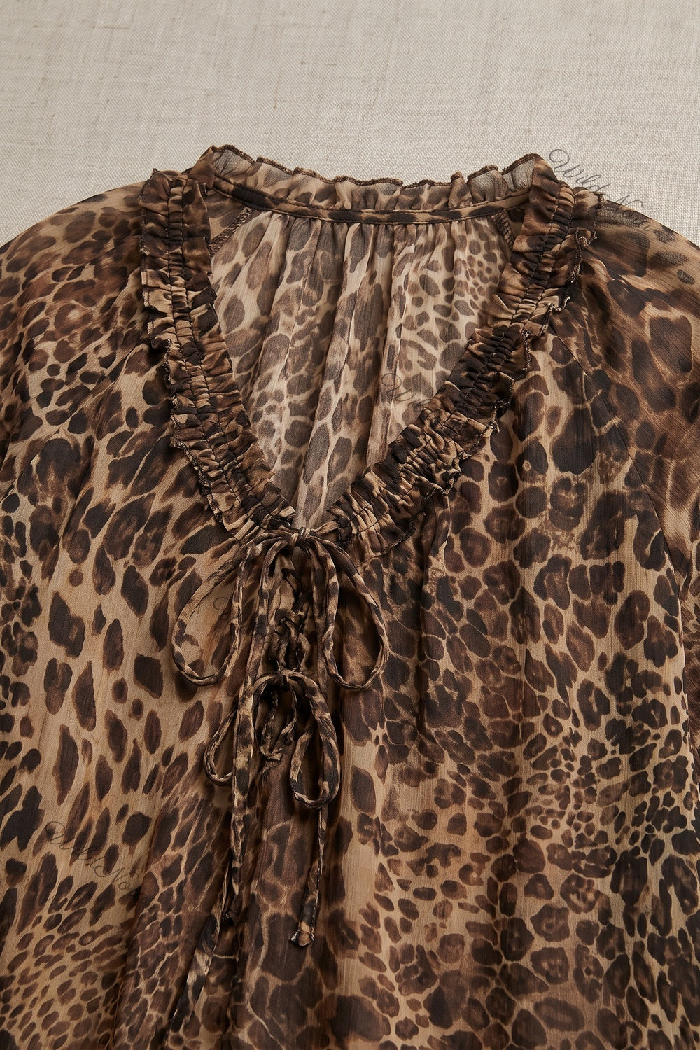 Brown Leopard Print Chiffon A-Line Tiered Dress brown, tan, black chiffon dress - product view 7