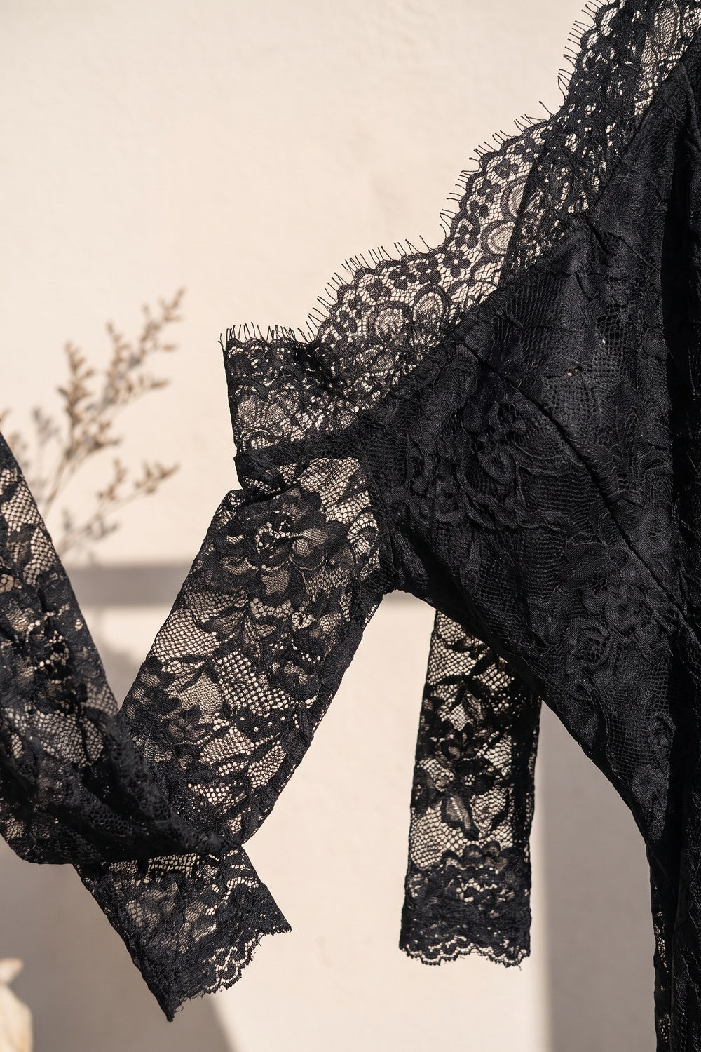 Black Floral Lace A-Line Skater Dress black floral lace dress - product view 5