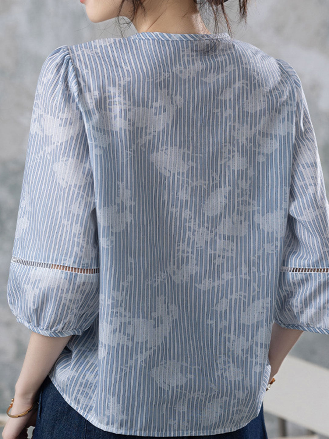 Riley Casual V-Neck Lace Embroidered Blouse