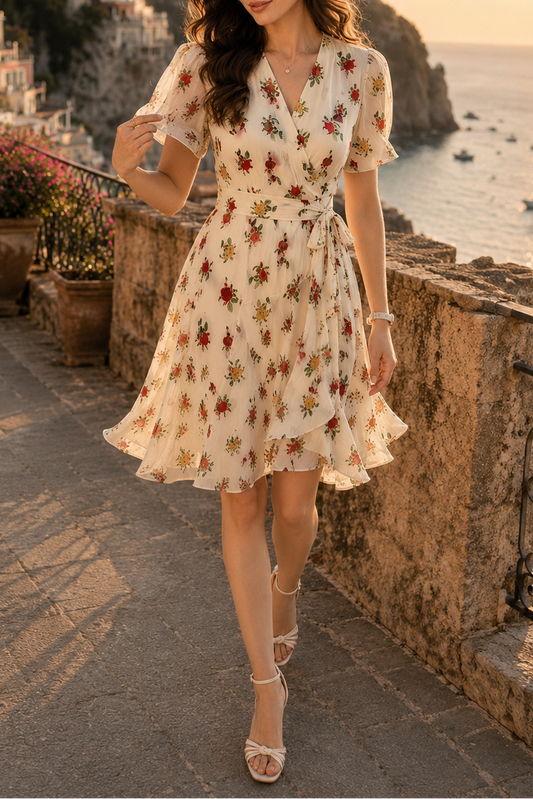 Abigail Cute V-Neck Floral Printed Dress