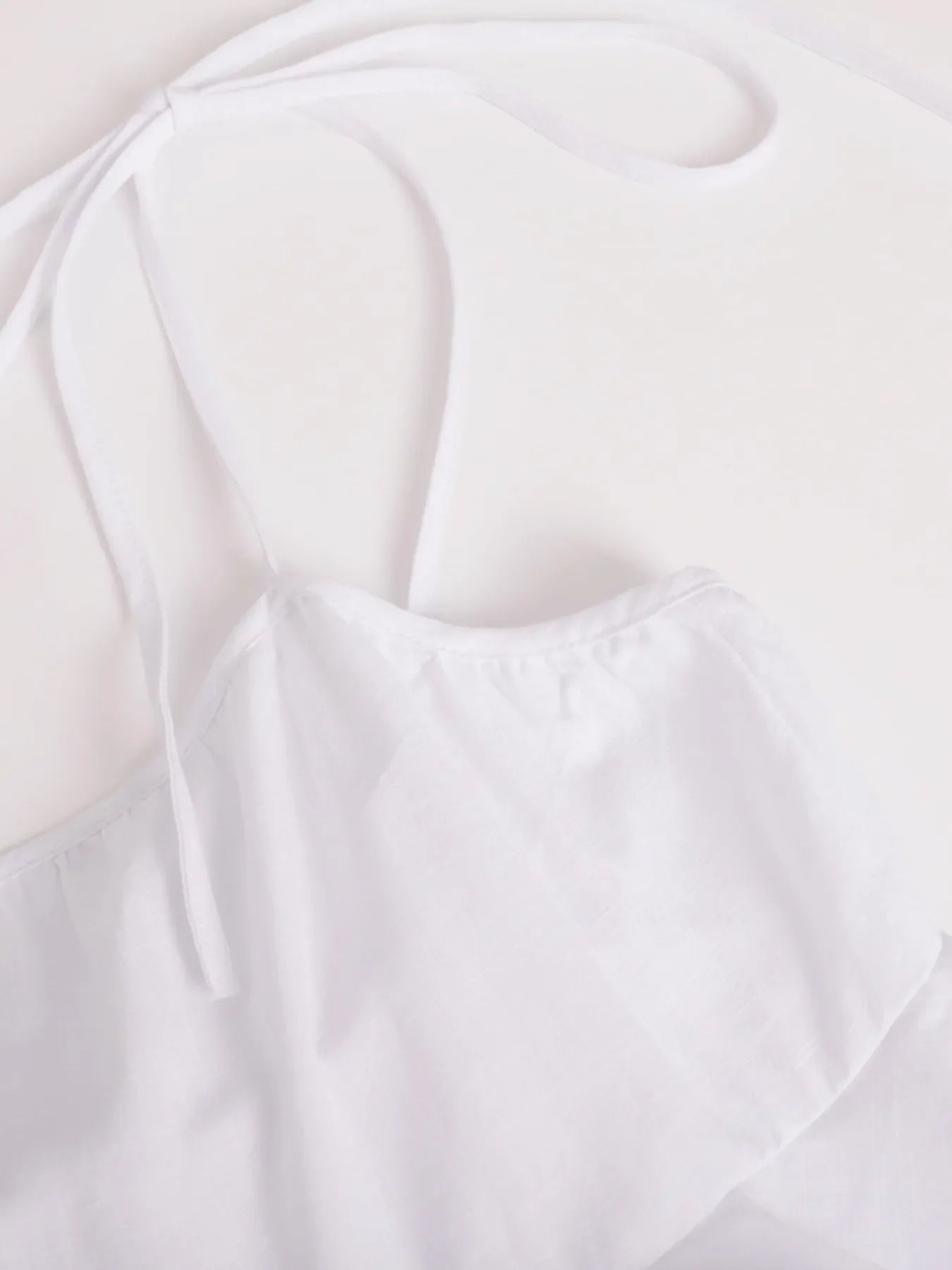 Ruffle Layered Tie Shoulder Cami mini Dress - white
