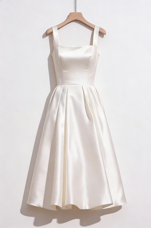 Sharon Minimalist Spaghetti Strap Midi Dress - Off-White