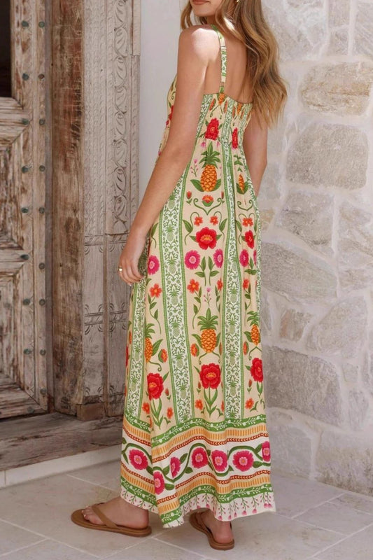Tilde Pineapple Linen Maxi Dress