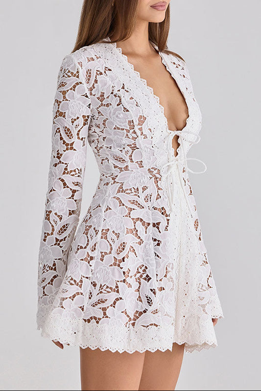 Iris White Lace Mini Dress