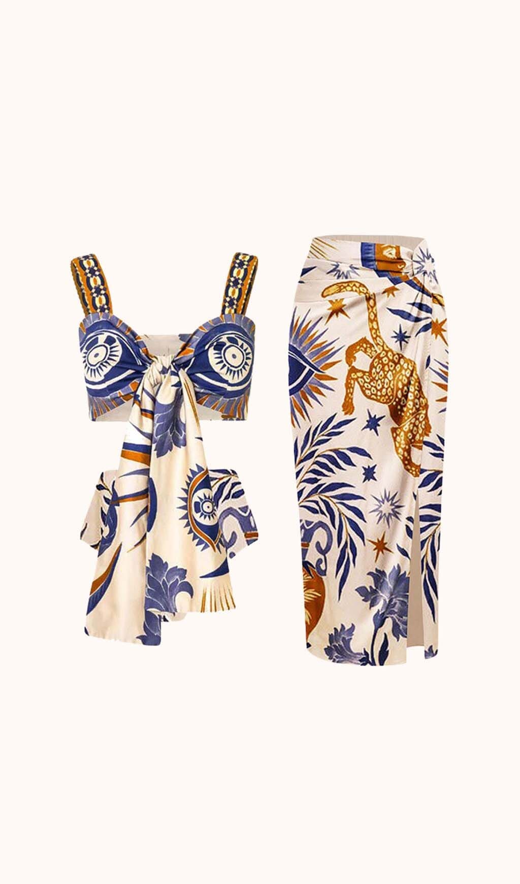 Augusta Printed Bikini Three Piece Set Swimwear styleofcb