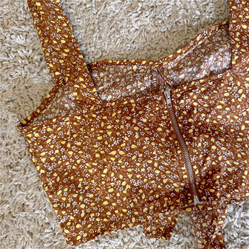 floral cropped suspender