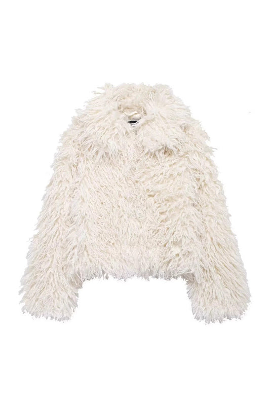 Fur Faux Wool Long Sleeve Jacket