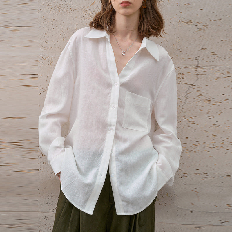 Lightweight linen long-sleeved shirt for summer