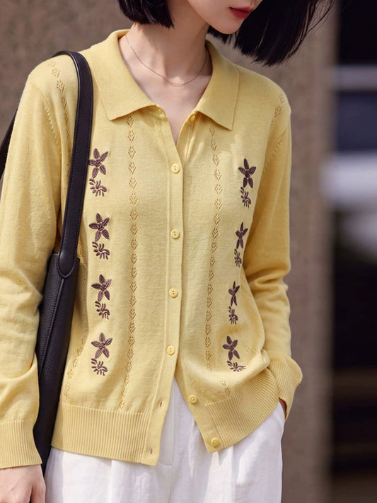 New Polo-Collar Vintage Cardigan