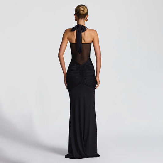 black backpack pleated hip dress