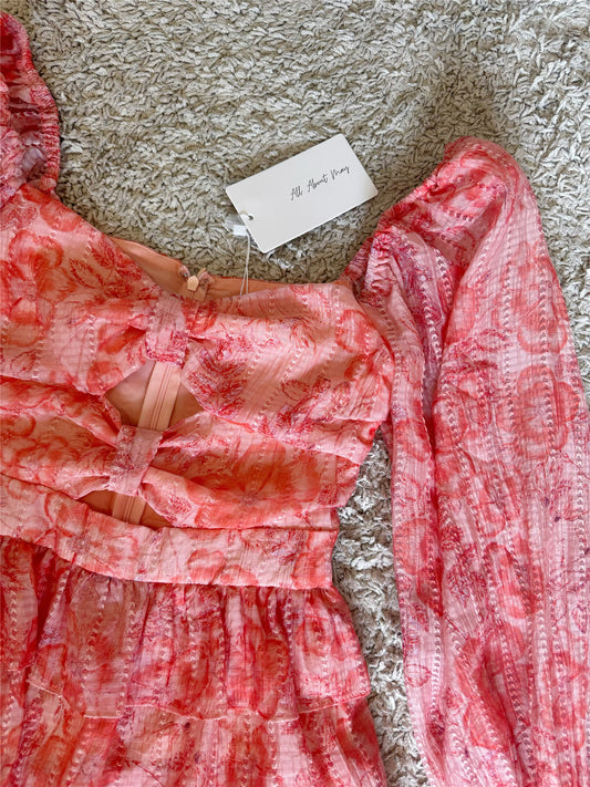 cutout-out waist-cinching layered dress