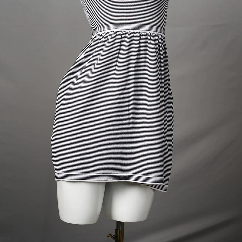 crew neck striped knitted dress