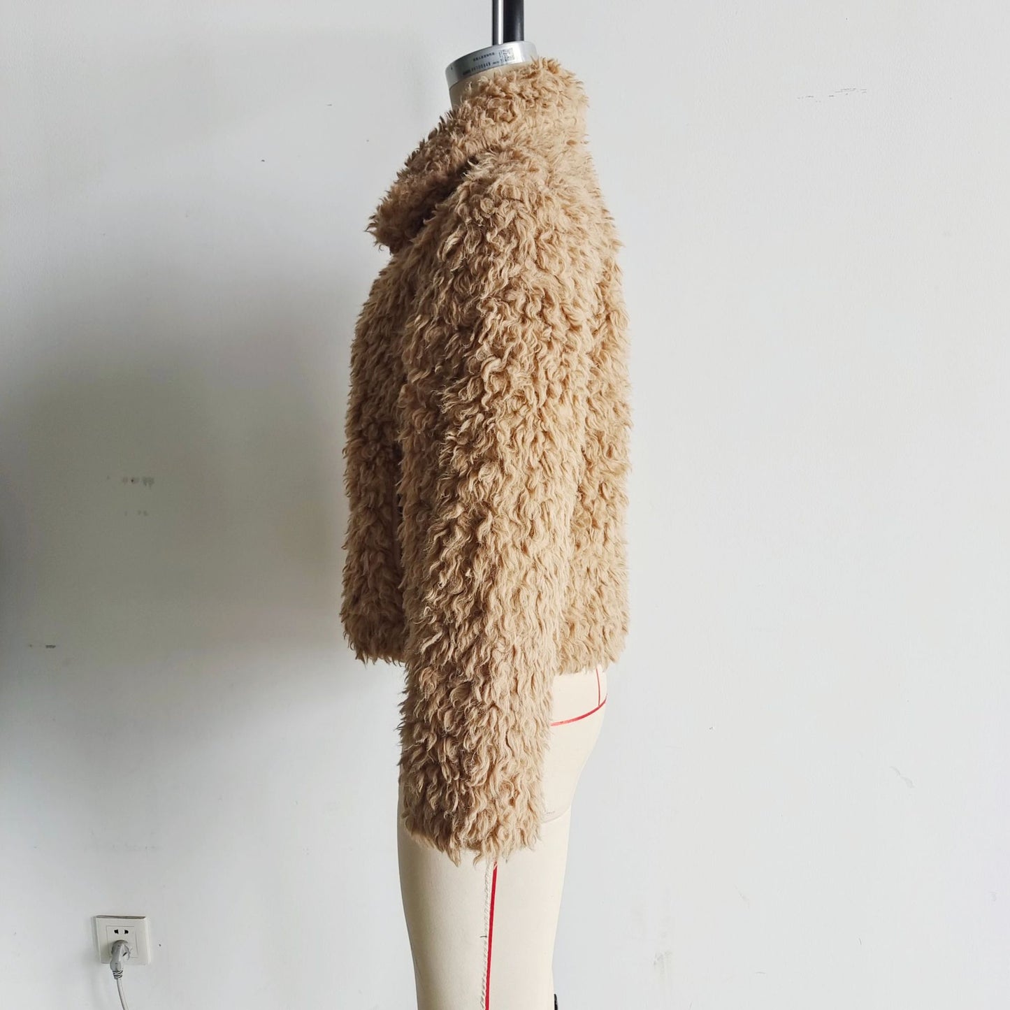 faux fur all-in-one jacket in dark brown