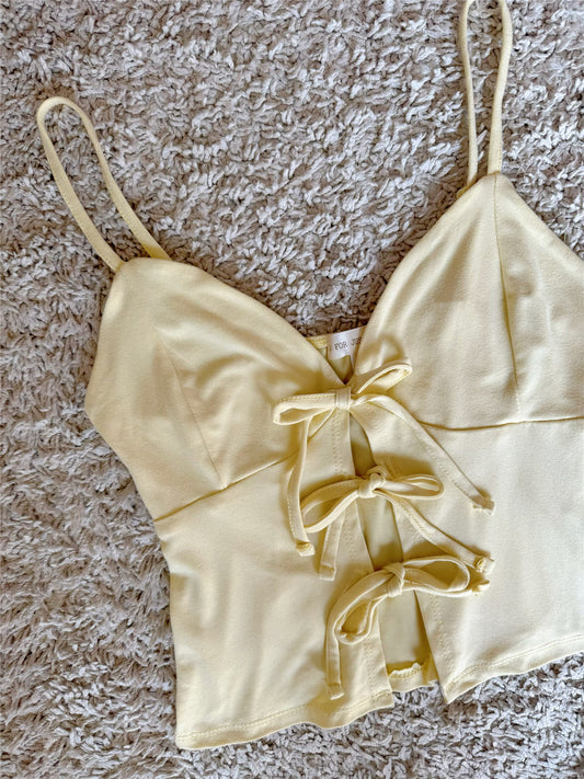 bow lace-up cropped suspender