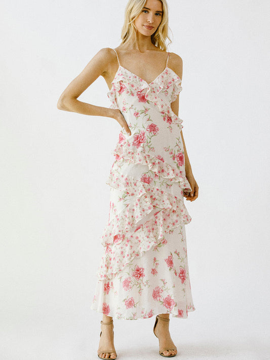 Elodie Tiered Ruffle Floral Cami Maxi Dress