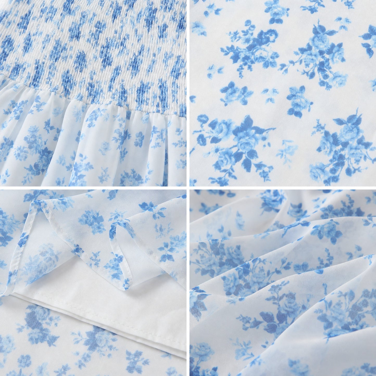 Beach-print strapless midi dress in pale blue