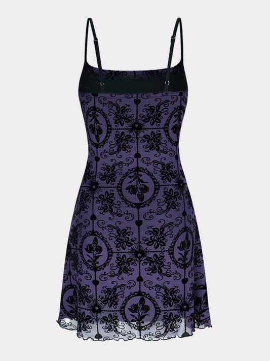 one-collar suspender stretch mesh dress