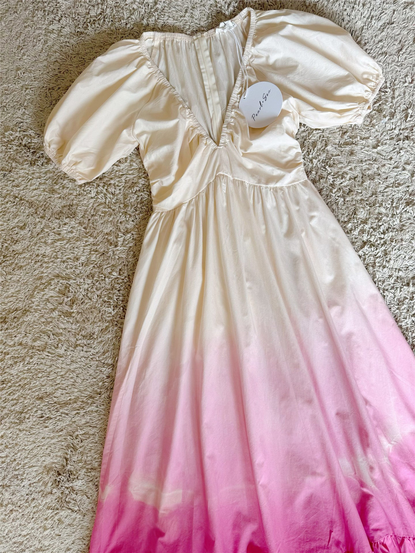 V-neck tie-dye gradient maxi dress