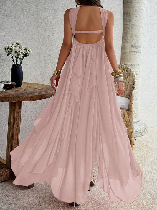 pink bandeau layered ruffled dress