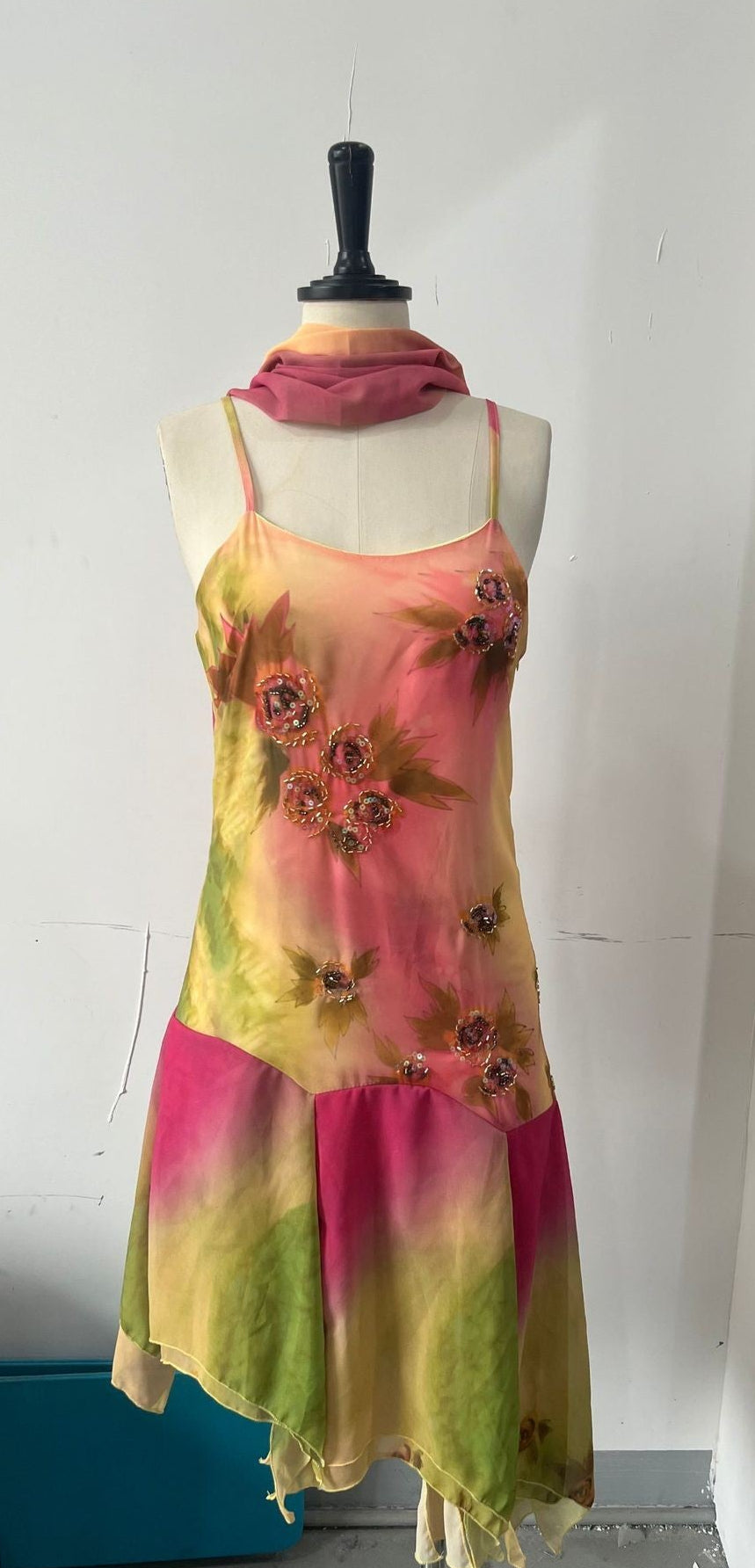 Pleated Ruffle-Hem Camisole mini Dress