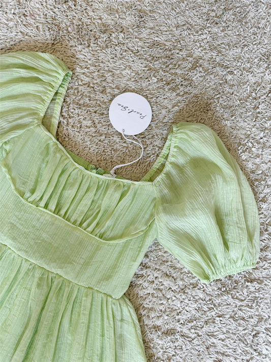 Off Shoulder Puff Sleeve Cutout Waist Maxi Dress