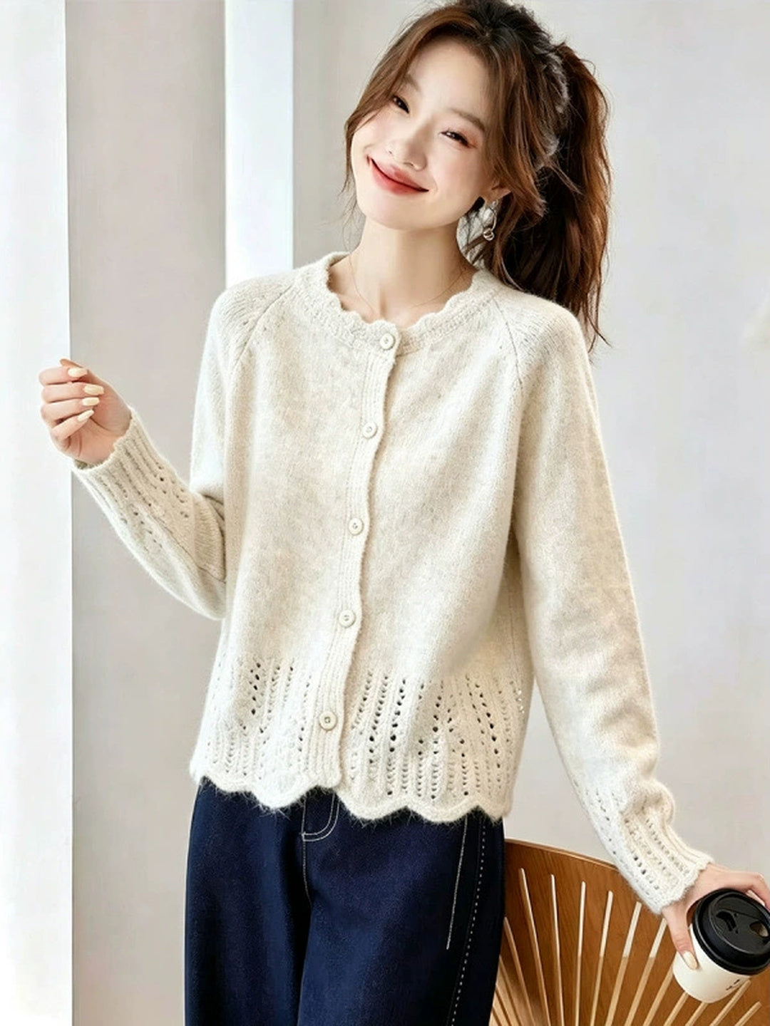 Handmade lace collar cardigan