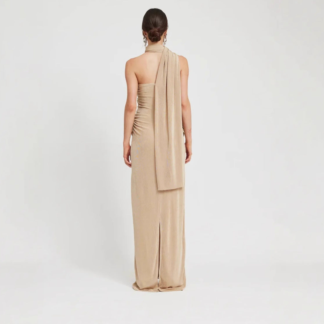 Knitted Backless Strapless Maxi Dress