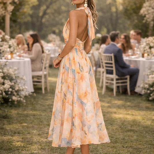 floral print Halterneck maxi Dress