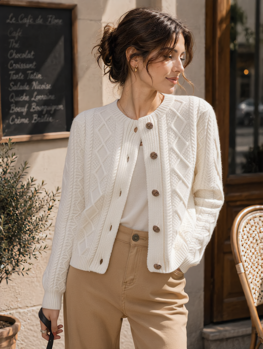 Anna Crew Neck Loose Knitted Cardigan
