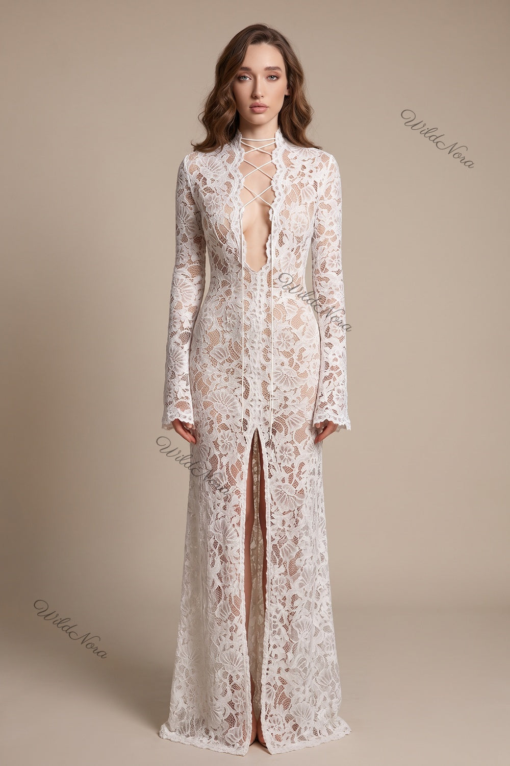 White Floral Lace Sheath Maxi Dress white floral lace maxi dress - product view 1