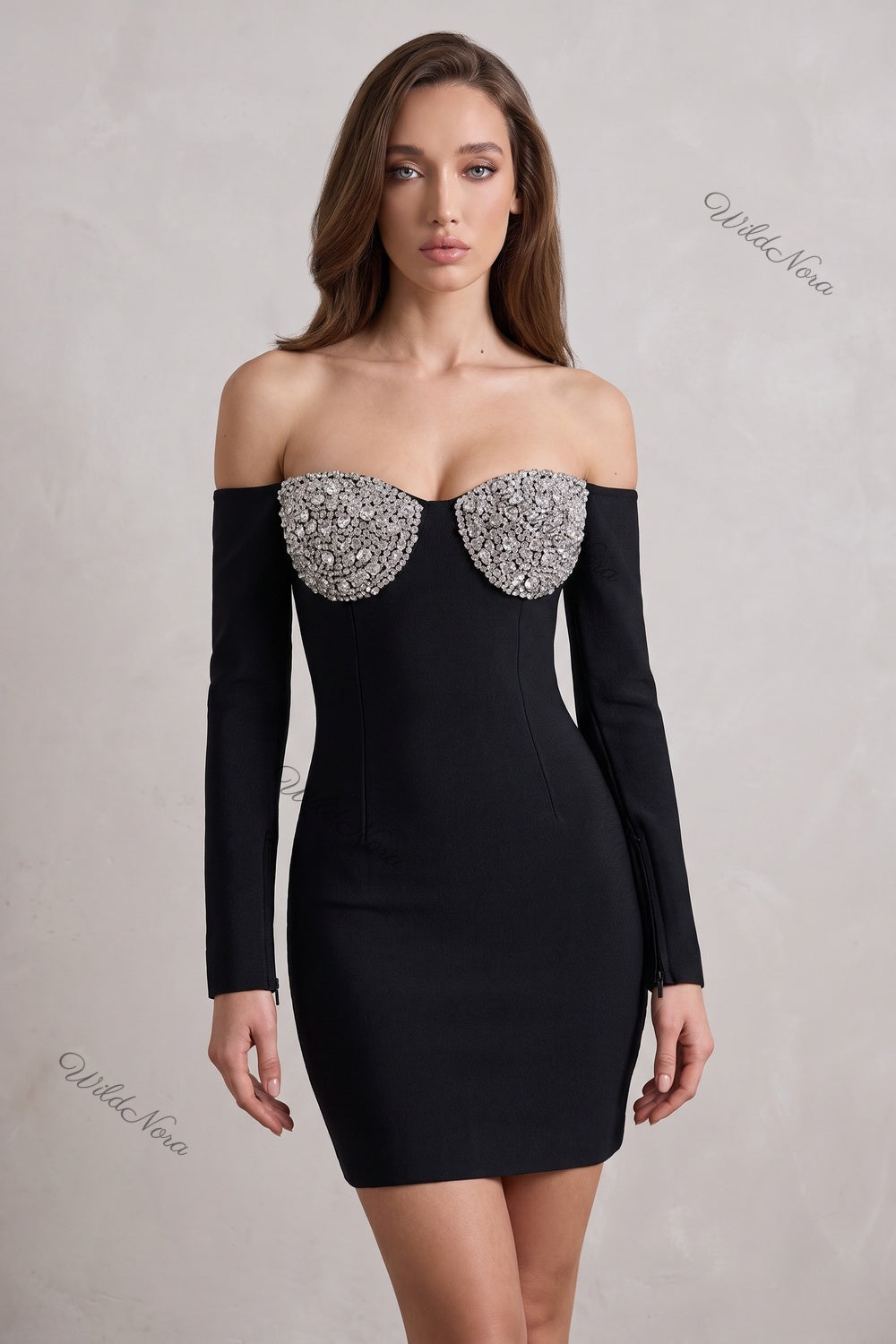 Black Heavy Textured Knit Bodycon Dress black heavy textured knit dress - product view 1
