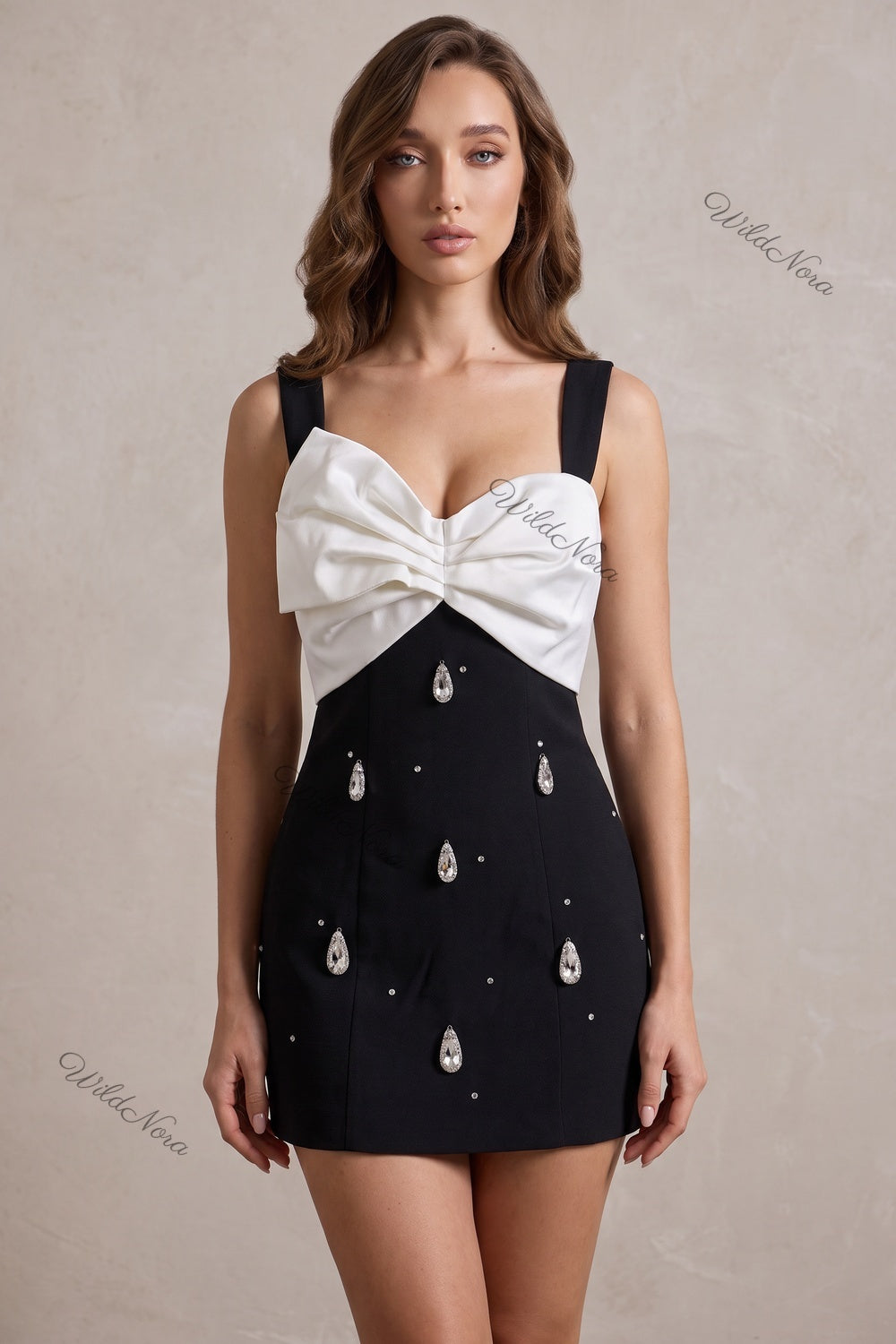 Black Crepe Sheath Dress with Satin Bow black crepe dress - product view 1