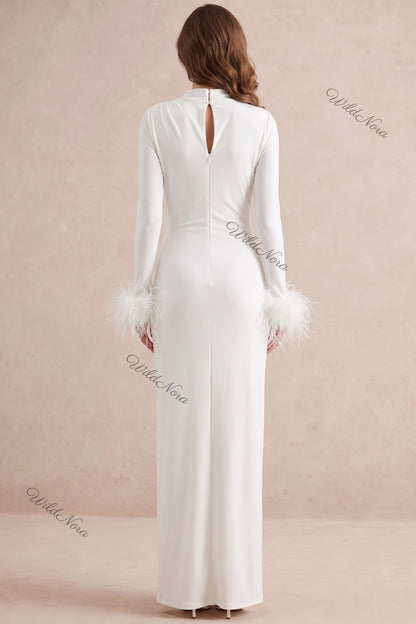 white jersey knit column gown white jersey knit gown - product view 3
