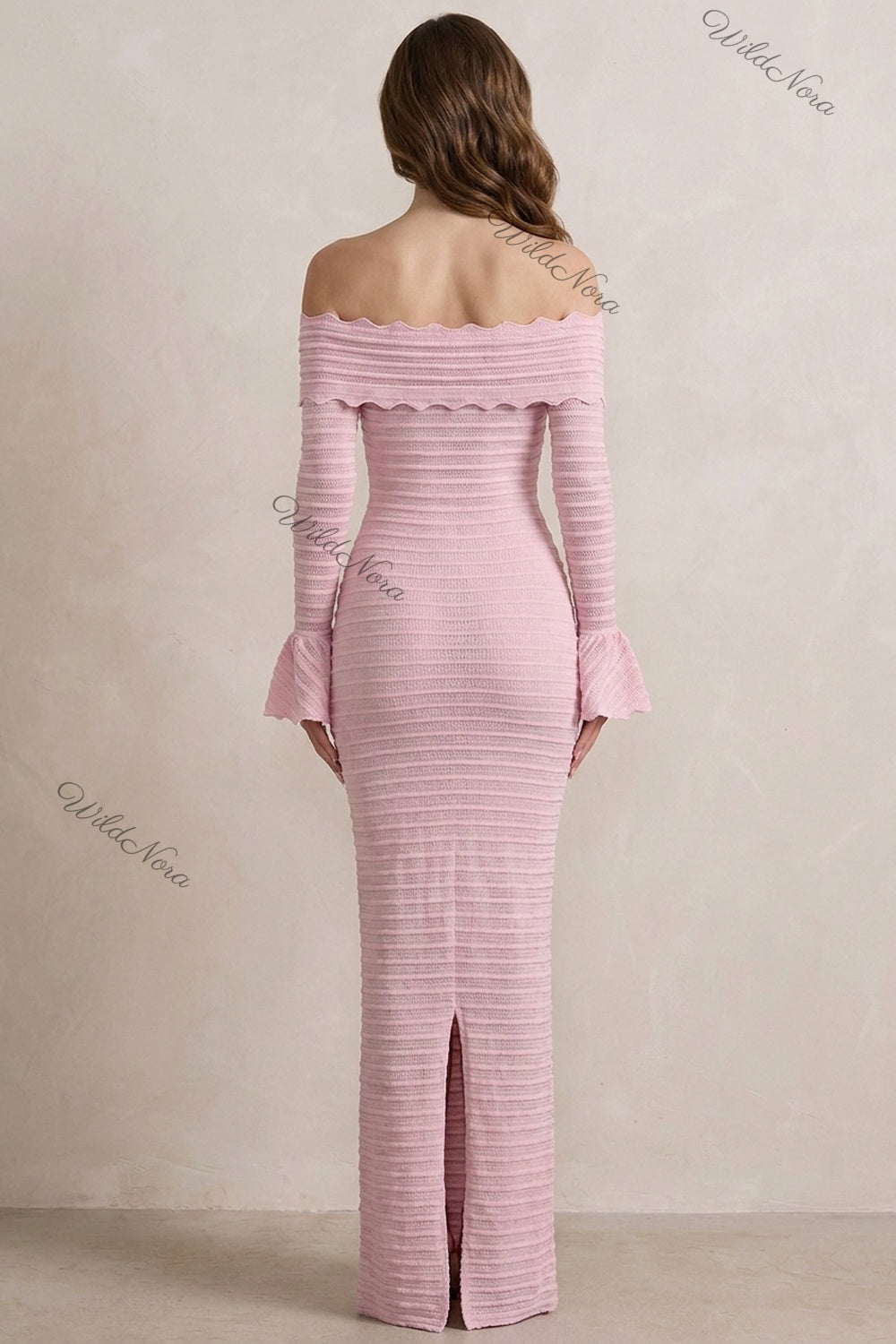 Light Pink Knit Column Maxi Dress light pink knit dress - product view 3