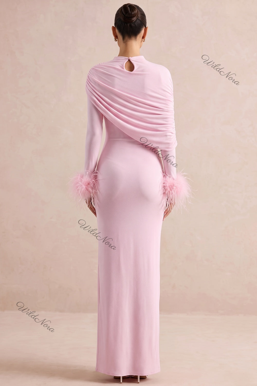 Light Pink Stretch Jersey Column Gown light pink stretch jersey gown - product view 3