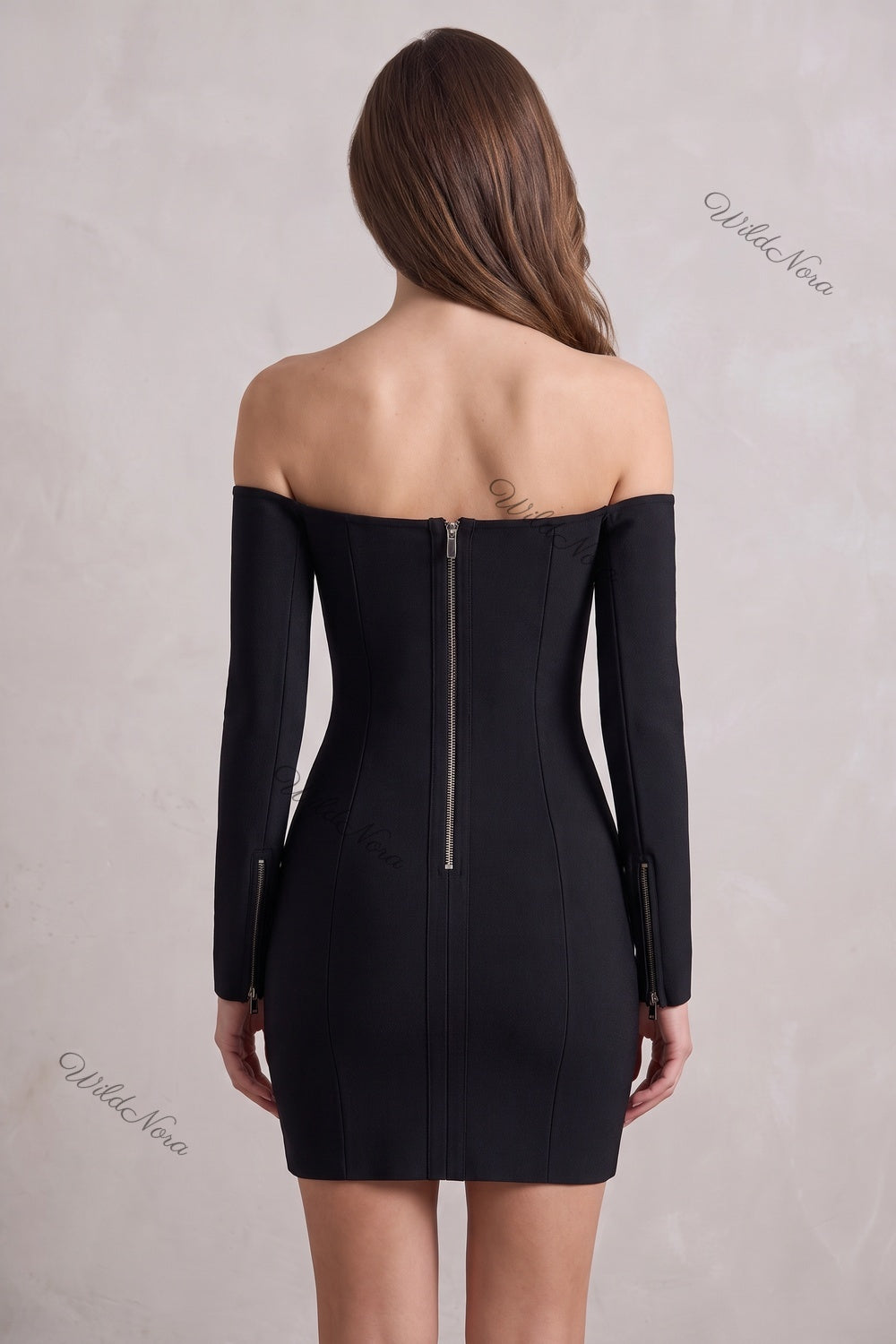 Black Heavy Textured Knit Bodycon Dress black heavy textured knit dress - product view 3