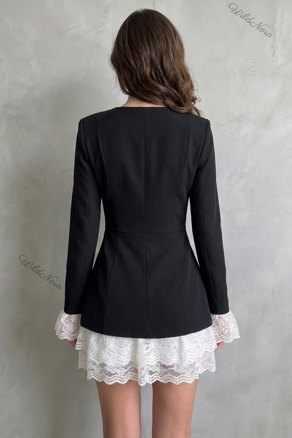 Black Woven Suiting Fitted A-Line Blazer Dress black woven suiting blazer dress - product view 3