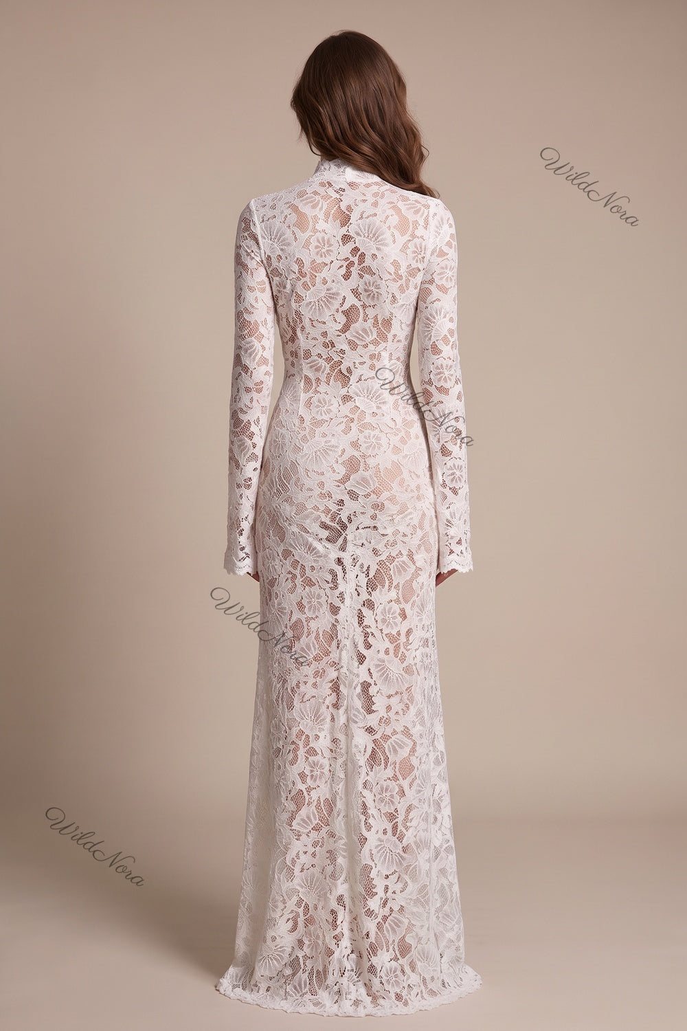 White Floral Lace Sheath Maxi Dress white floral lace maxi dress - product view 3