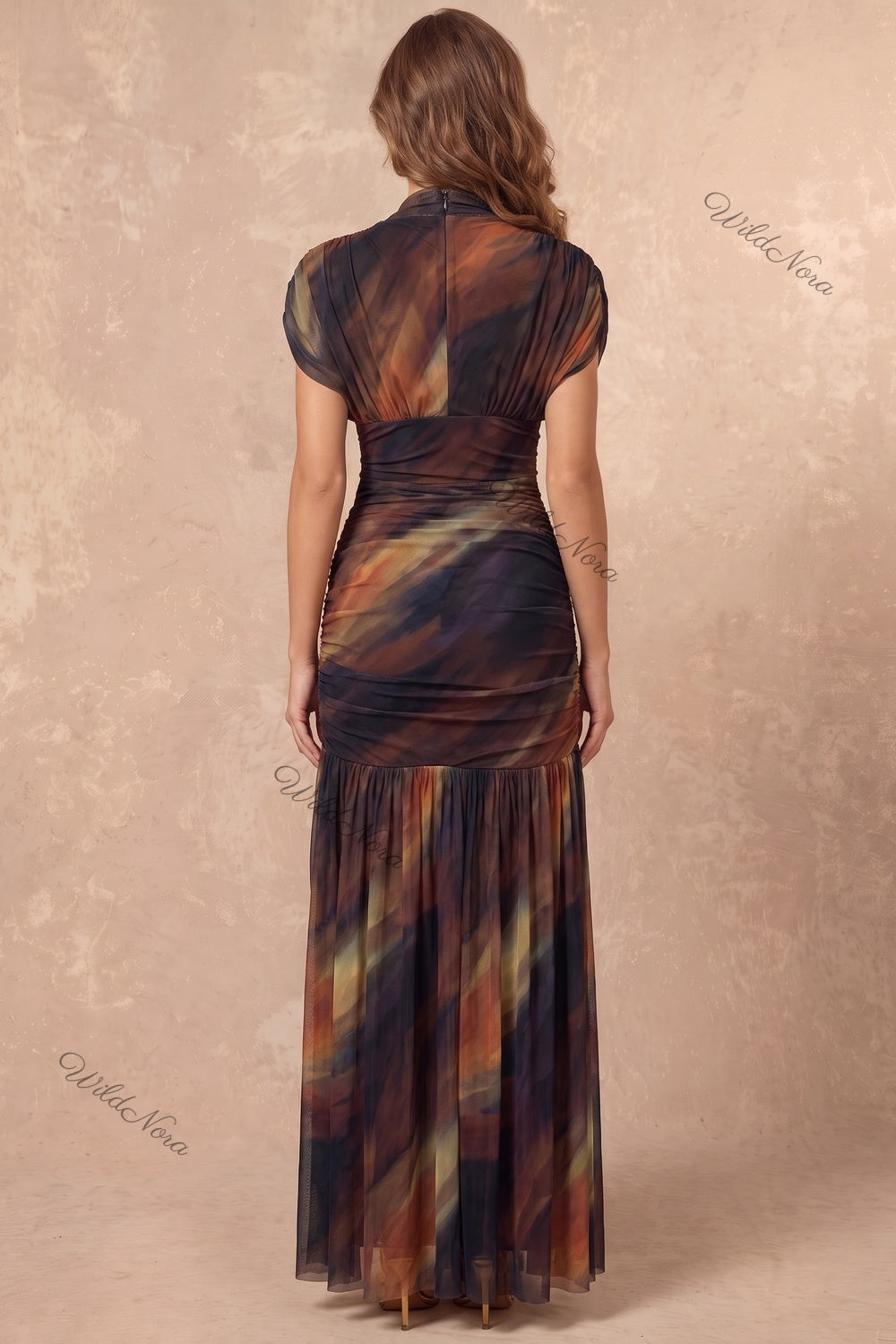 Dark Brown Sheer Mesh Mermaid Maxi Dress dark brown, black sheer mesh maxi dress - product view 3