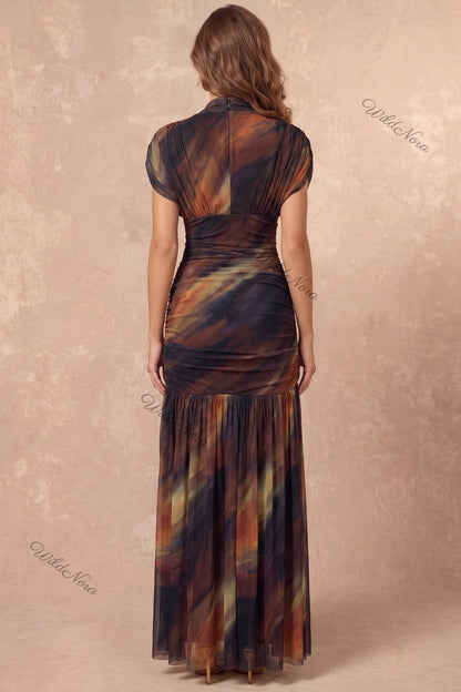 Dark Brown Sheer Mesh Mermaid Maxi Dress dark brown, black sheer mesh maxi dress - product view 3