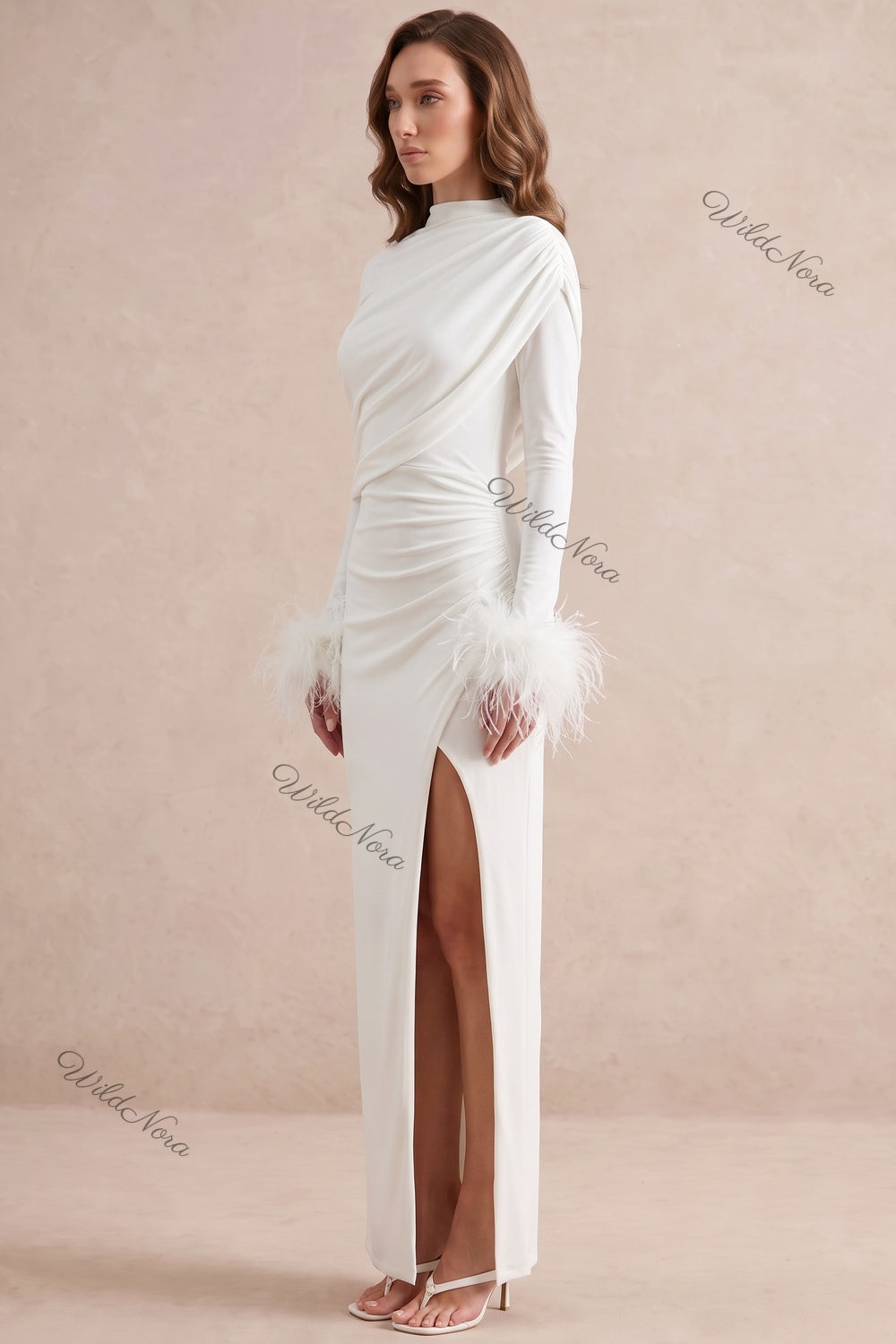 white jersey knit column gown white jersey knit gown - product view 5