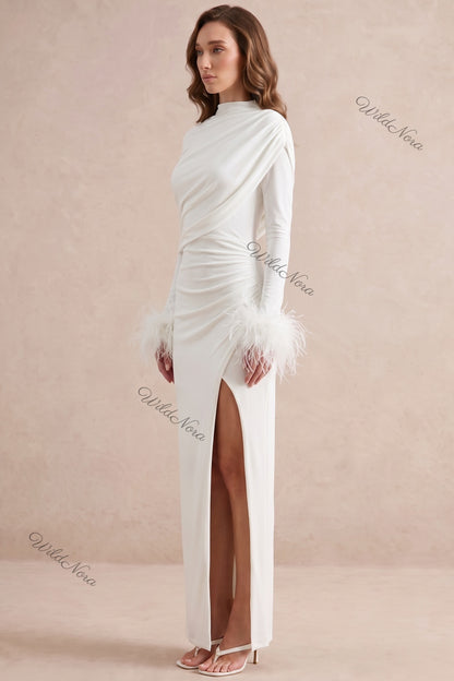 white jersey knit column gown white jersey knit gown - product view 5