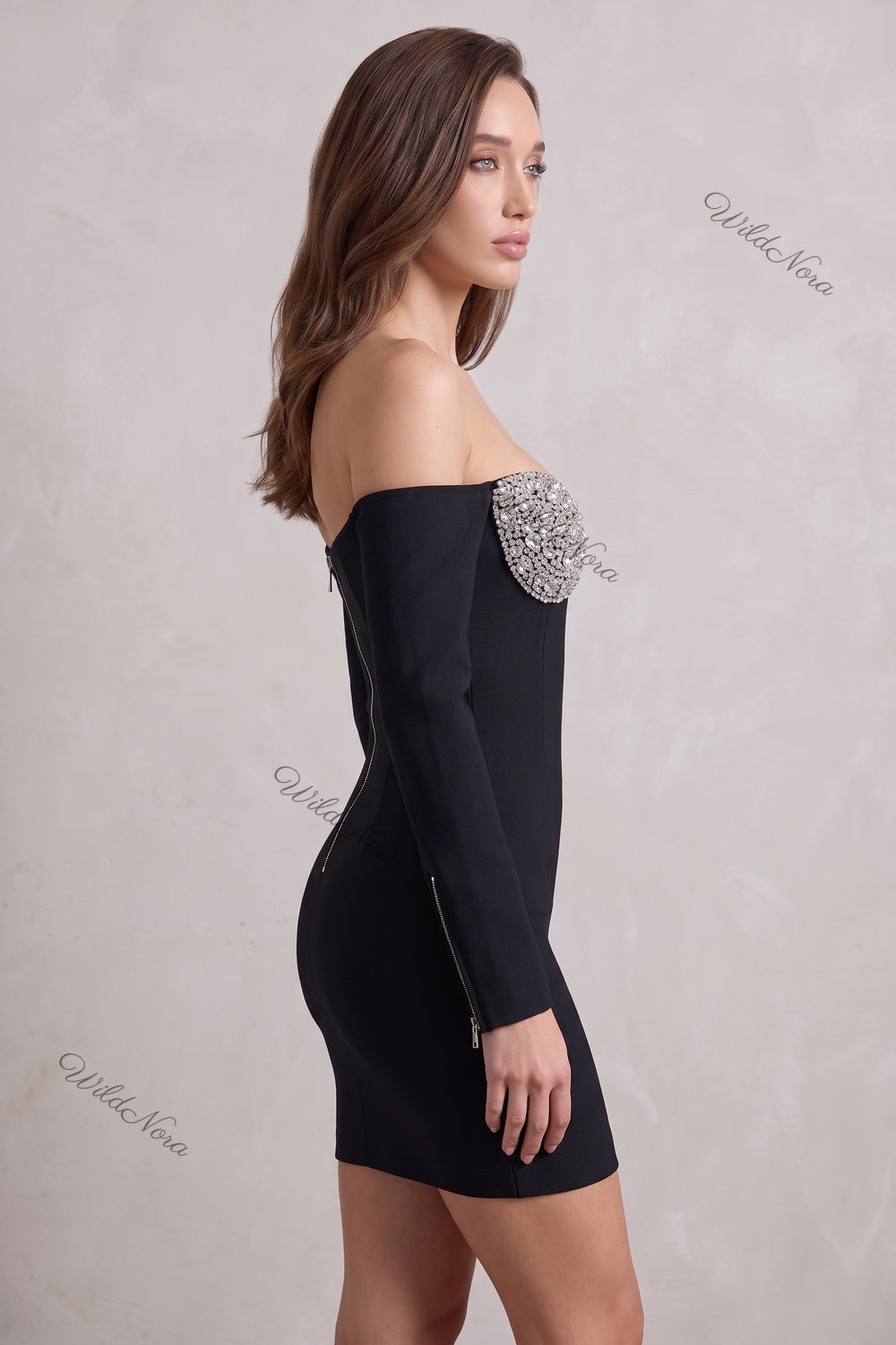 Black Heavy Textured Knit Bodycon Dress black heavy textured knit dress - product view 5
