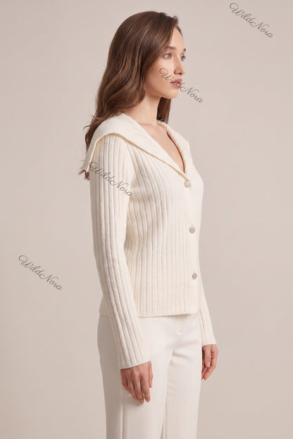 Off-White Ribbed Knit Fitted Cardigan off-white ribbed knit cardigan - product view 5