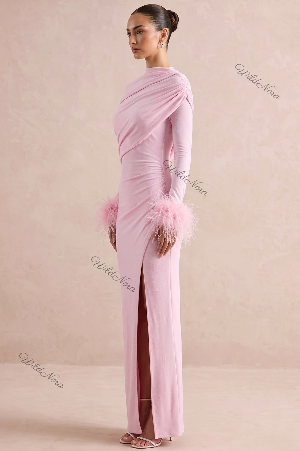 Light Pink Stretch Jersey Column Gown light pink stretch jersey gown - product view 5